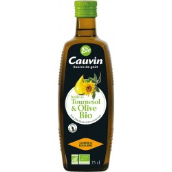 CAUVIN Huile de tournesol bio et huile d'olive 75cl