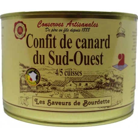 SAVEURS DE BOURDETTE Confit de canard du Sud Ouest 4/5 cuisses 1530g