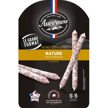 AUVERNOU Mini sticks nature pur porc 150g