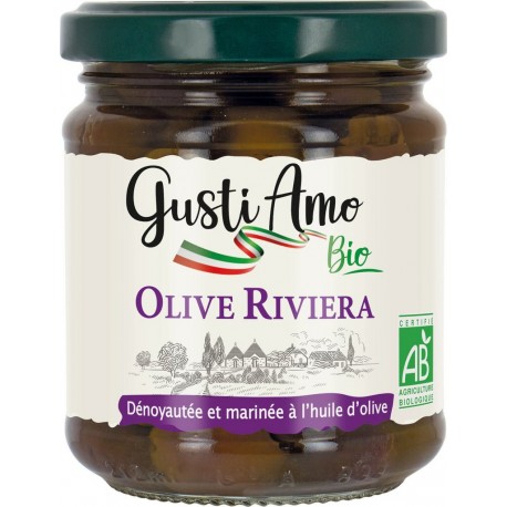 GUSTI AMO BIO Olive riviera dénoyautée et mariné à l'huile d'olive 190g