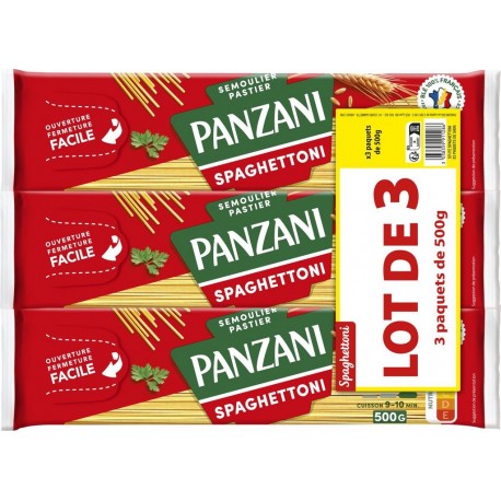 PANZANI Pâtes spaghettoni lot de 3 paquets de 500g