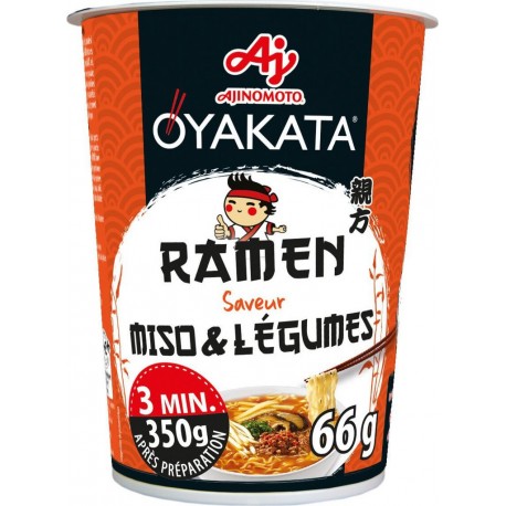 OYAKATA Ramen Saveur Miso et Légumes en Cup la cup de 66g