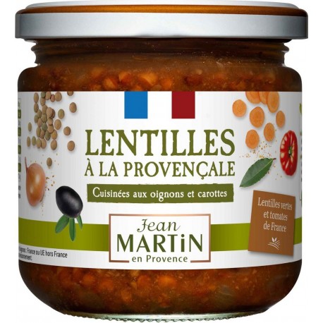 JEAN MARTIN Lentilles à la Provençale Cuisinées aux Oignons et Carottes 360g