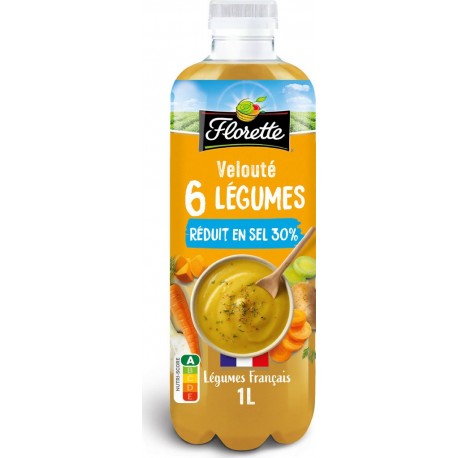 FLORETTE Soupe Velouté 6 Légumes Sel réduit 30% 1L