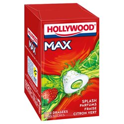 Hollywood Max Fraise Citron Vert Sans Sucres 3 Etuis (lot de 10 x 18 étuis)