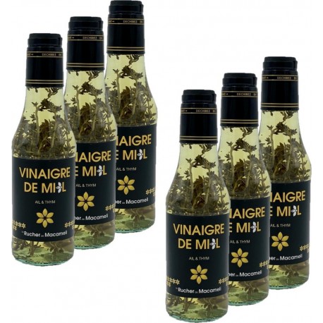 NC Vinaigre De Miel Ail Et Thym Le Rucher De Macameli les 6 bouteilles de 0.25L