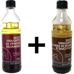 Lot 2x350ml Sauces Vinaigrettes À L'huile De Sésame Et Sauce Soja + Vinaigre Balsamique Fabriquée En France Mr les 2 unités