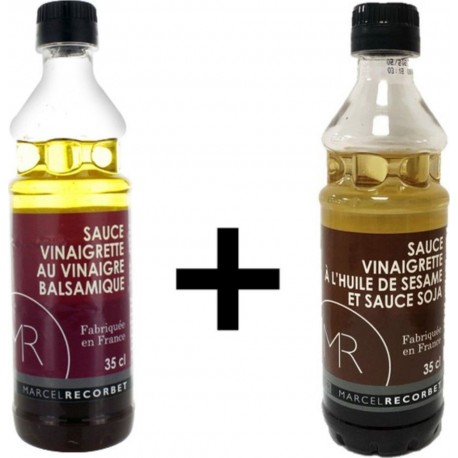 Lot 2x350ml Sauces Vinaigrettes À L'huile De Sésame Et Sauce Soja + Vinaigre Balsamique Fabriquée En France Mr les 2 unités