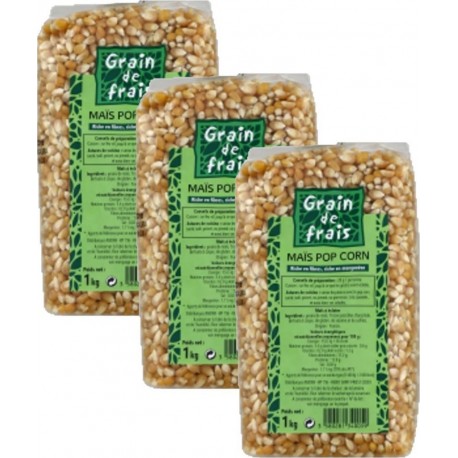 Lot 3x Maïs Pop Corn France Grain De Frais Paquet 1Kg les 3 unités de 1.0Kg