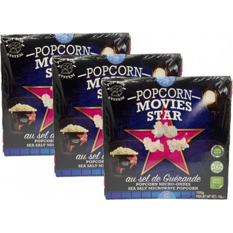 NC Lot 3x Pop Corn Sel De Guérande Micro-ondes Movies Star Boîte 100g les 3 boîtes de 0.1Kg