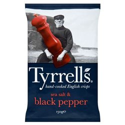Tyrrell's Chips Poivre Noir et Sel 150g (lot de 10 x 3 sachets)