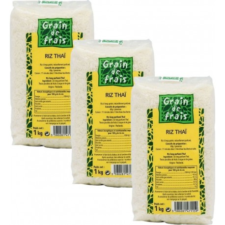 NC Lot 3x Riz Parfumé Thaï Grain De Frais Paquet 1Kg les 3 unités de 1.0Kg