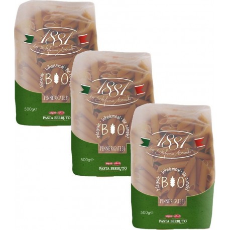 NC Lot 3x Pâtes Bio Italienne Blé Complet Penne N°31 1881 Pasta Berruto Paquet 500g les 3 unités de 0.5Kg