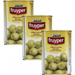 Lot 3x Olives Farcies Anchois Fruyper Boite 130g les 3 boîtes de 0.13Kg