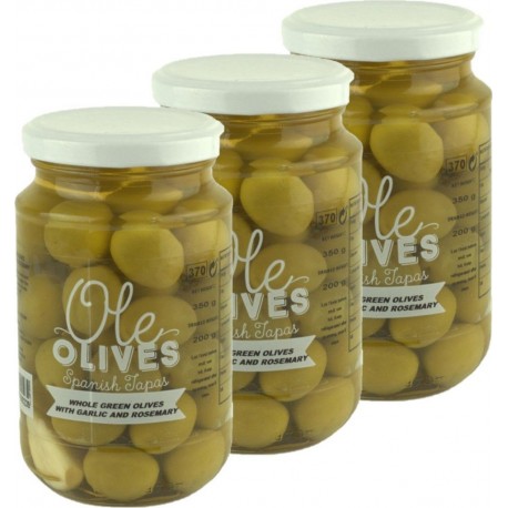 NC Olives Manzanilla Entières À L'ail Et Romarin les 3 unités de 0.35Kg