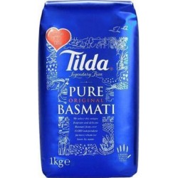 NC Riz Basmati Long Pure Original Marque Tilda Sans Gluten 1Kg/sachet 2Kg (2x1Kg) les 2 sacs de 4000g