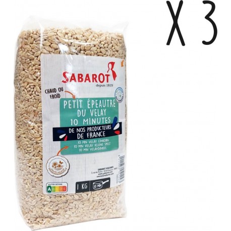 Sabarot Lot X3 Petit Épeautre Du Velay Cuisson 10min Sachet 1Kg les 3 sachets de 1Kg