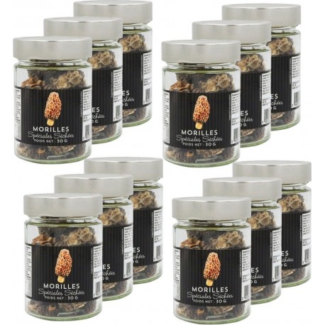 NC Lot 12x Morilles Spéciales Séchées Sauvages Bocal 30g les 12 bocaux