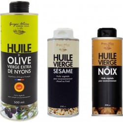 NC Assortiment D'huiles Rhône Alpes Auvergne Sésame, Noix, Olive les 3 unités de 0.33L