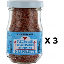 NC Lot 3x Fleur De Sel De Guérande Au Piment D'espelette V. Curutchet Pot 70g les 3 unités de 0.07Kg