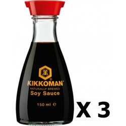 Kikkoman Lot 3x Sauce Soja Naturellement Fermentée Bouteille 150ml les 3 bouteilles de 0.15L