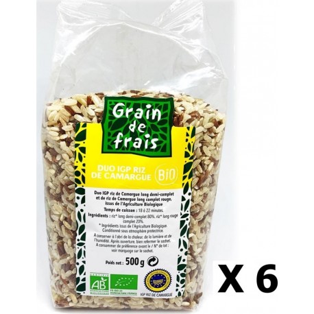 NC Lot 6x Duo Riz De Camargue Igp Demi Complet Bio Grain De Frais Paquet 500g les 6 unités de 0.28Kg