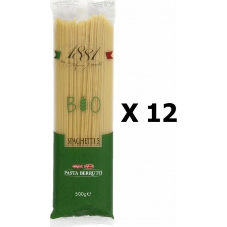 NC Lot 12x Pâtes Italiennes Spaghetti N°5 Bio 1881 Pasta Berruto Paquet 500g les 12 unités de 0.5Kg