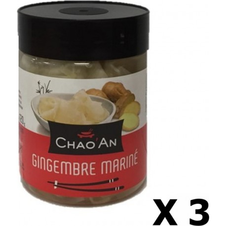 Lot 3x Gingembre En Tranche Mariné Chao'an Pot 250g les 3 unités de 0.25Kg