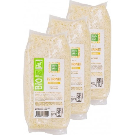 Riz Basmati Blanc Bio Grain De Frais les 3 unités de 0.5Kg