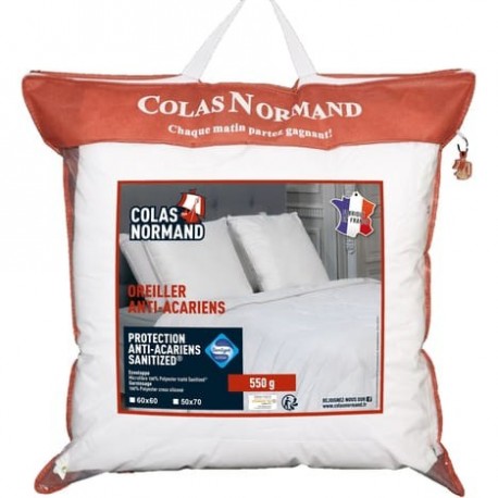 Colas Normand Oreiller moelleux en microfibre anti-acariens Sanitized 50x70cm (lot de 2)