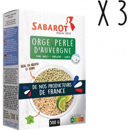 Sabarot Lot X3 Orge Perlé D'auvergne Étui 500g les 3 paquets de 500g