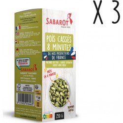 Sabarot Lot 3 X Pois Cassés De France Cuisson Rapide 8 Min Étui 250g les 3 paquets de 250g