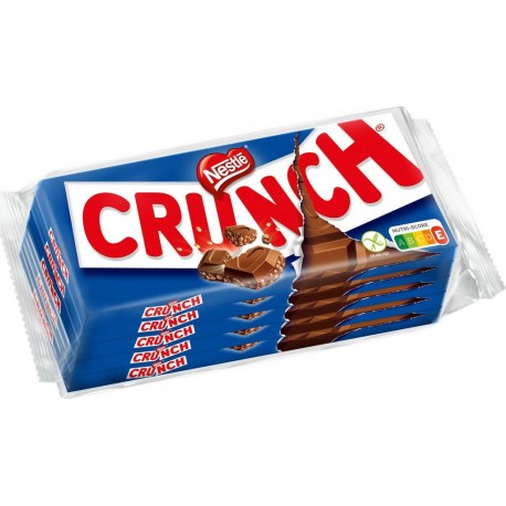 CRUNCH Tablette de chocolat au lait et céréales croustillantes les 5 tablettes de 100g