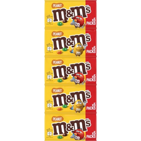 M&M'S Bonbons Chocolat au Lait et Cacahuètes lot de 5 packs de 36g