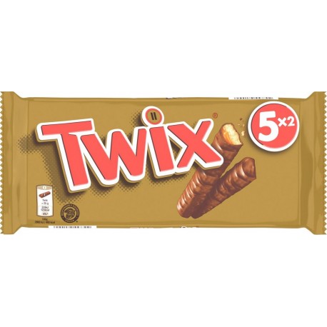 TWIX Barres chocolatées Biscuits Enrobés de Chocolat et Caramel les 5 barres de 50g