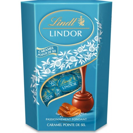 LINDT Confiserie de Chocolat Caramel Pointe De Sel LINDOR le cornet de 200g