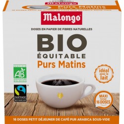 MALONGO Café dosettes Compatibles Malongo pur matin arabica bio CAFE 16 dosettes