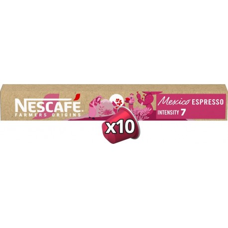 NESCAFE FARMERS ORIGINS Café Capsules Compatibles Nespresso Espresso Mexico Intensité 7 10 capsules