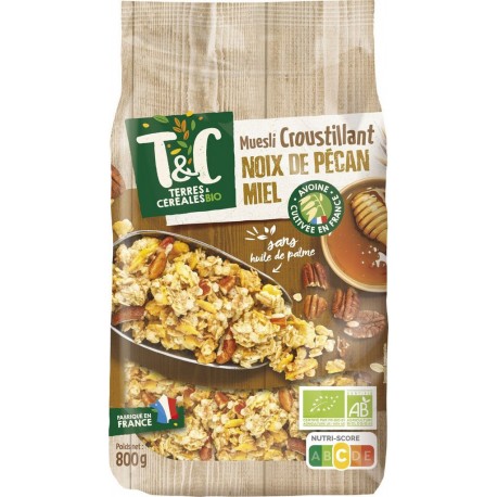 TERRE ET CEREALES BIO Céréales muesli croustillant miel noix de pécan Bio 800g