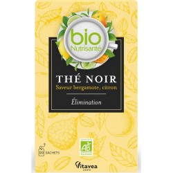 BIONUTRISANTE Thé noir saveur bergamote et citron Elimination 20 sachets