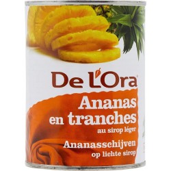 DE ORA Ananas tranches au sirop léger DE L'ORA 340g net égoutté