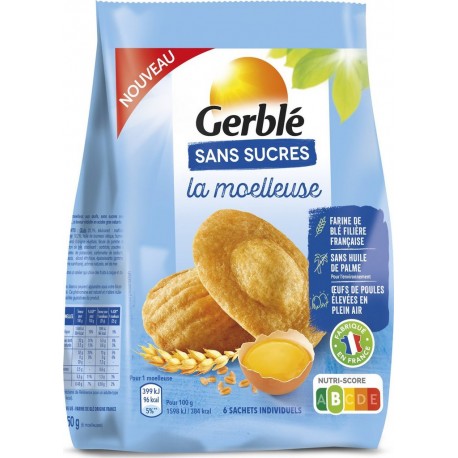 GERBLE Madeleine sans sucres la moelleuse 150g