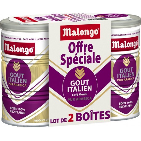 MALONGO Café moulu goût italien les 2 boîtes de 250g