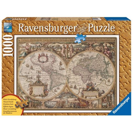 Ravensburger Puzzle 1000 pièces - Carte du monde ancienne (Traité bois)