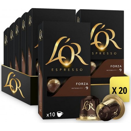 OR ESPRESSO Café Capsules Forza Intensité 9 Compatibles Nespresso L' lot de 20 boîtes de 10 capsules