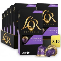 OR ESPRESSO Café Capsules Lungo Profondo Intensité 8 Compatibles Nespresso L' lot de 10 boîtes de 10 capsules