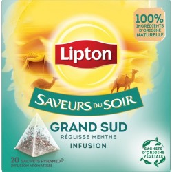 LIPTON Infusion Saveur du soir Grand sud menthe et réglisse 20 sachets