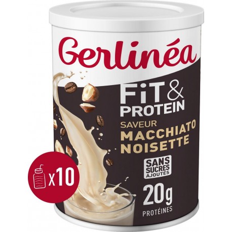 GERLINEA Boisson en Poudre Fit et Protein Saveur Café Noisette 340g