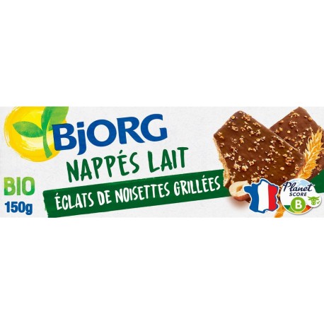 BJORG Biscuits Nappé Chocolat au lait noisettes 150g