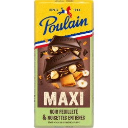 POULAIN Tablette de chocolat noir maxi feuilleté et noisettes la tablette de 190g